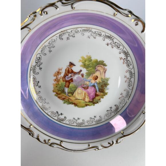 H&C Selb Bavaria Heinrich Fanny Eisler Courting Couple Bowl Purple Gold Trim 7.5 - Picture 7 of 8